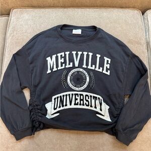 Zara Black University Crewneck Top